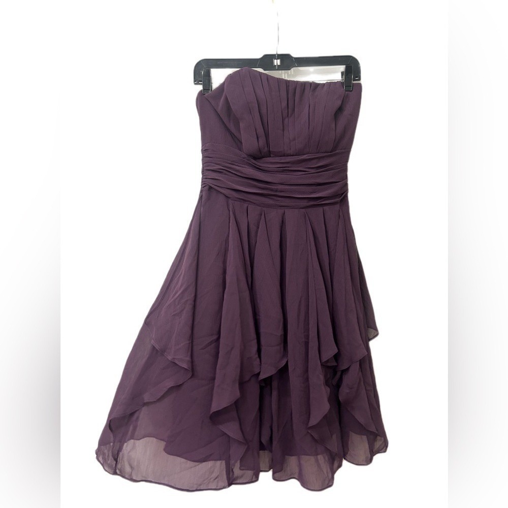 David's Bridal Plum Strapless Chiffon High-Low Dress Style 626458 Size‎ 6